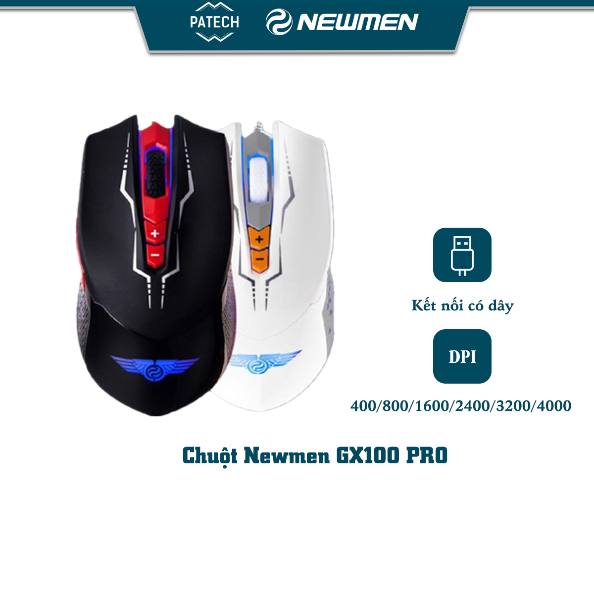 Chuột có dây Gaming Newmen GX100-Pro 4000DPI Chipset A3090 Switch Omron Led RGB - Hàng chính hãng