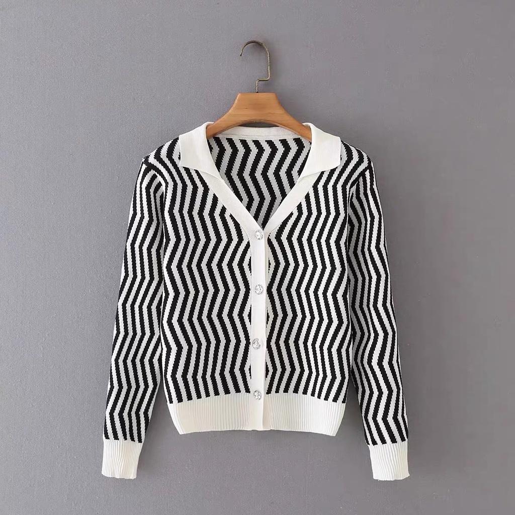 Áo khoác cardigan nữ dệt kim len mềm mịn tay dài họa tiết phong cách Hàn Quốc 2021 New Arival