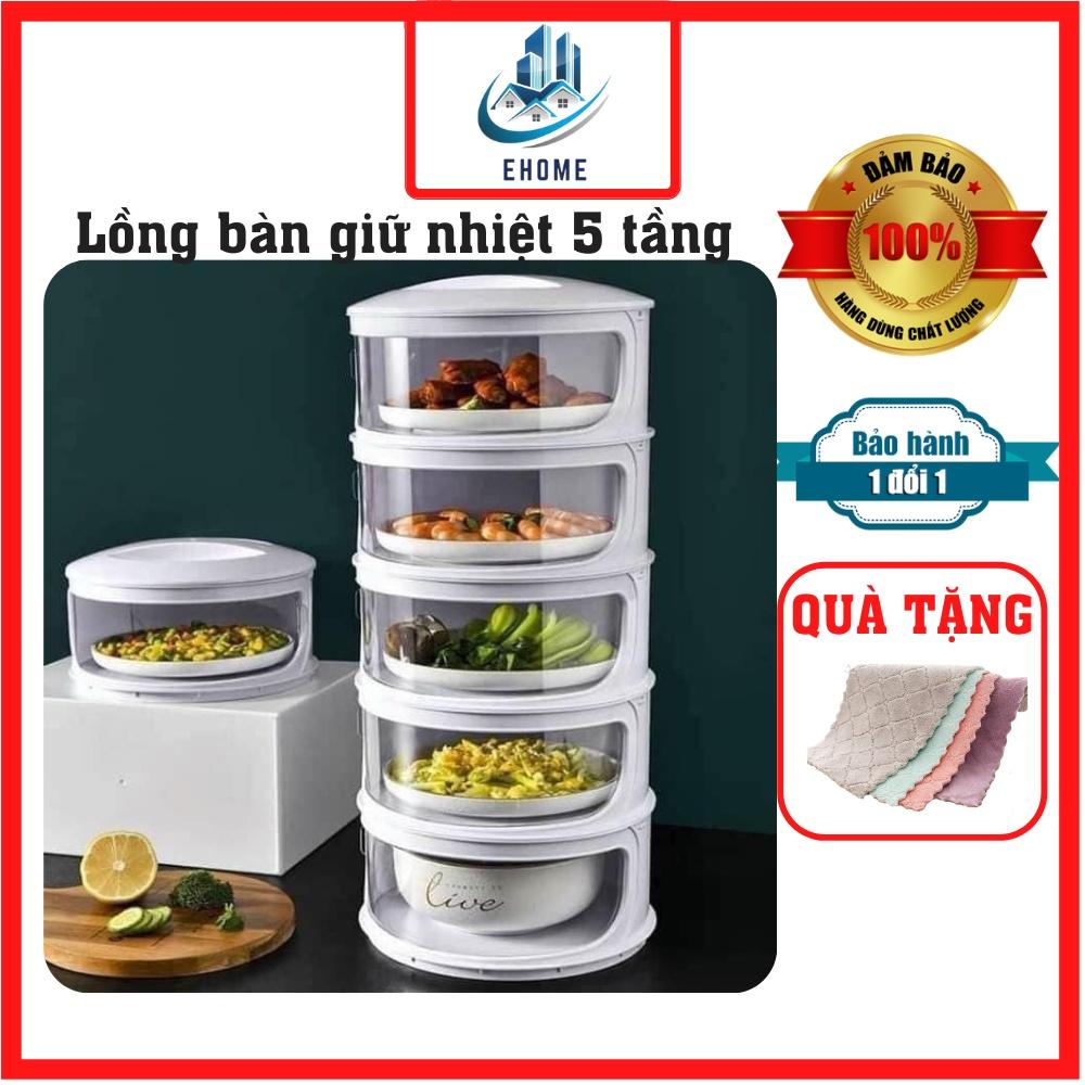 Kệ lồng bàn tủ để đậy và đựng thức ăn nhà bếp đa năng có 5 tầng gấp gọn hình tròn kích thước lớn