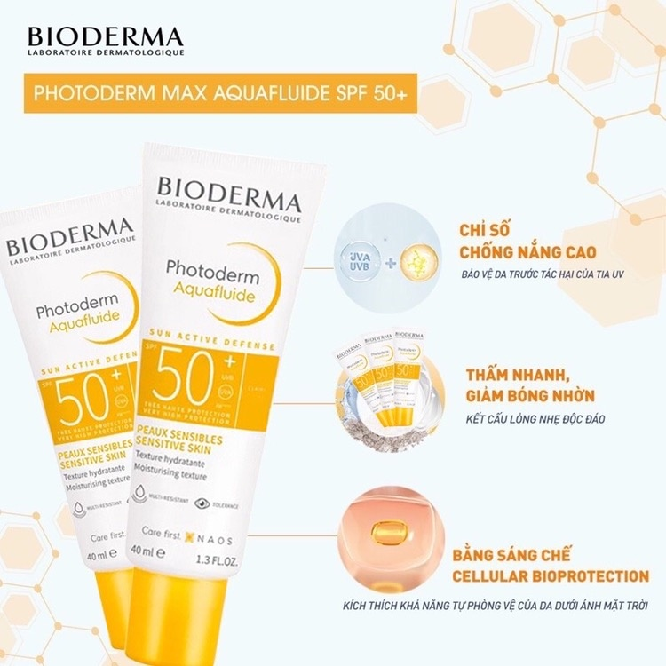 Kem chống nắng Bioderma Photoderm Aquafluide SPF50+ TẶNG mặt nạ Sexylook