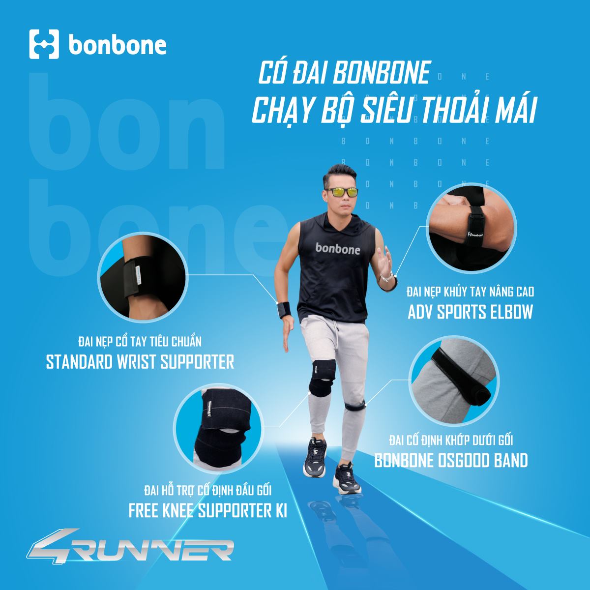 CHÍNH HÃNG - ĐAI NẸP KHUỶU TAY NÂNG CAO Adv Sports Elbow - BONBONE NHẬT BẢN - Hỗ trợ chấn thương.