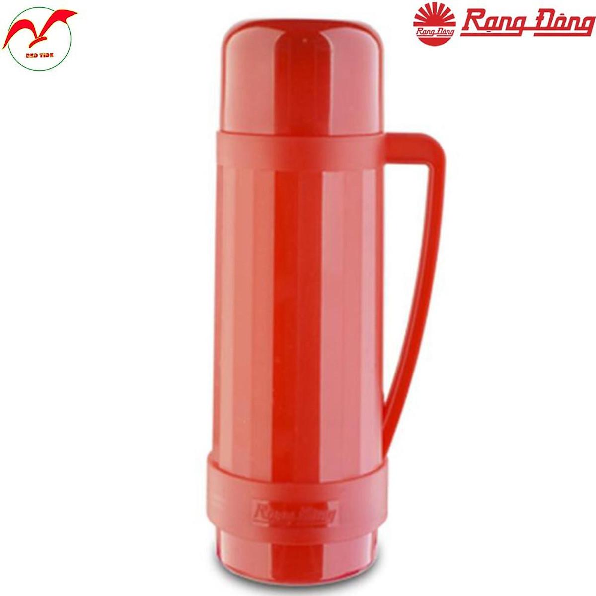 Bình Giữ Nhiệt Rạng Đông 0.5L, 1L Giữ Nhiệt Sau 6h Trên 70 Độ, Thân Bằng Nhựa Chống Rơi, Vỡ, Lõi hủy Tinh An Toàn - 1 Lít Màu Đỏ