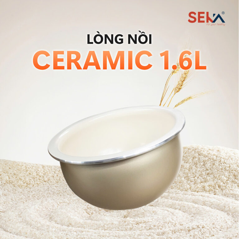 Nồi Cơm Điện Tách Đường 1.6L Seka SK1029 Công Suất 700W Lòng Nồi Ceramic, Bảng Điểu Khiển OLED - Hàng Chính Hãng