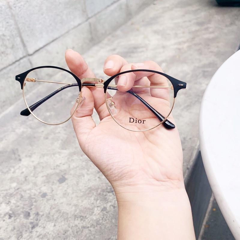 Gọng Kính Cận Tròn Nửa Viền Thời Trang Dành Cho Nữ Đen Vàng DORISEYEWEAR