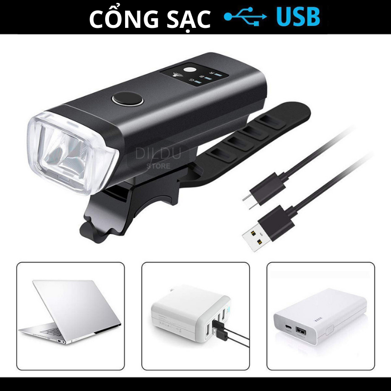 Đèn Còi Xe Đạp Siêu Sáng XPG HJ-047 - Đèn Cảm Biến Ánh Sáng Tự Động - Đèn Led Xe Đạp Thể Thao Pin 2000mAh - Sạc USB - Phiên bản có Còi, âm thành 120db - Hàng Chính Hãng Cao Cấp