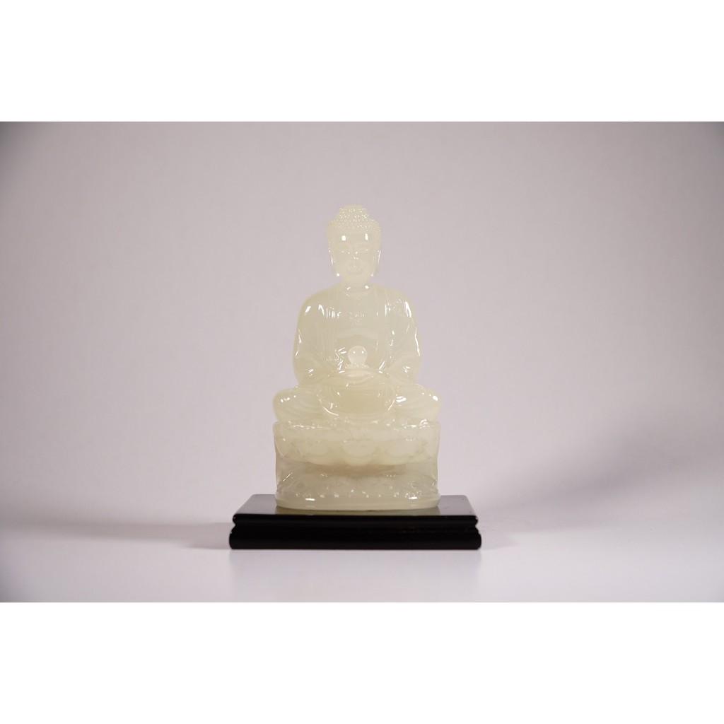 Tượng phật A Di Đà ngồi tòa sen có đế dạ quang - Cao 12cm