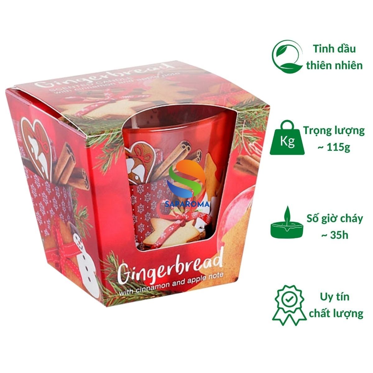 Ly nến thơm tinh dầu Bartek Gingerbread 115g QT06456 - bánh gừng, táo, quế, trang trí, thơm phòng, thư giãn, hỗ trợ khử mùi (giao mẫu ngẫu nhiên)