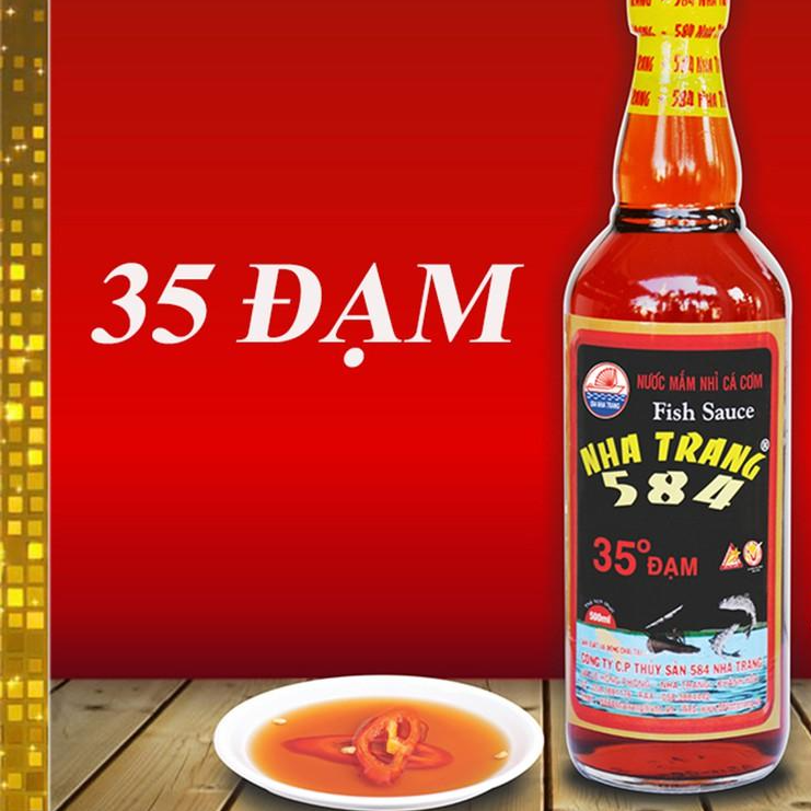 Thùng 6 chai Nước mắm Nhỉ Cá cơm 35 độ đạm- 584 Nha Trang - Chai thủy tinh 500ml, Date luôn mới nhất