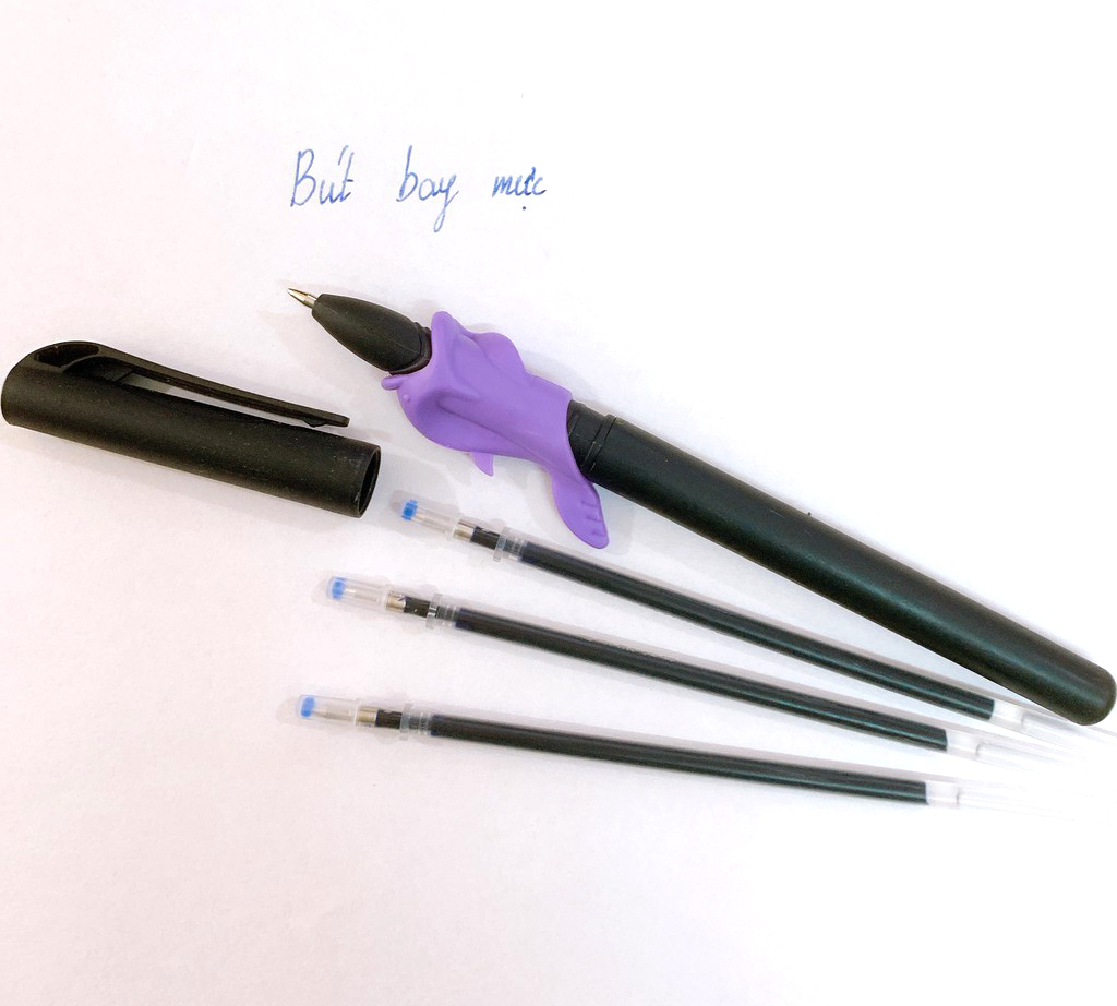 Combo 3 bộ bút tự bay mực - Gồm 3 thân bút, 3 cá hỗ trợ tay cầm, 9 ngòi bút