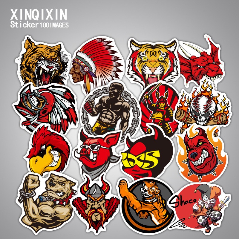 Bộ 100 miếng Sticker hình dán Red Warrior