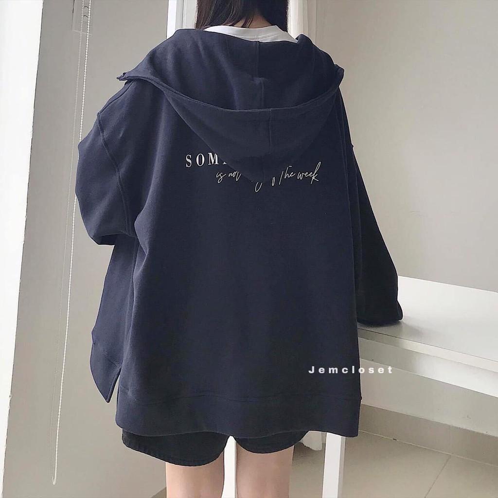 Áo Khoác Nỉ Chữ Someday, Freesize Unisex Màu Xanh Than