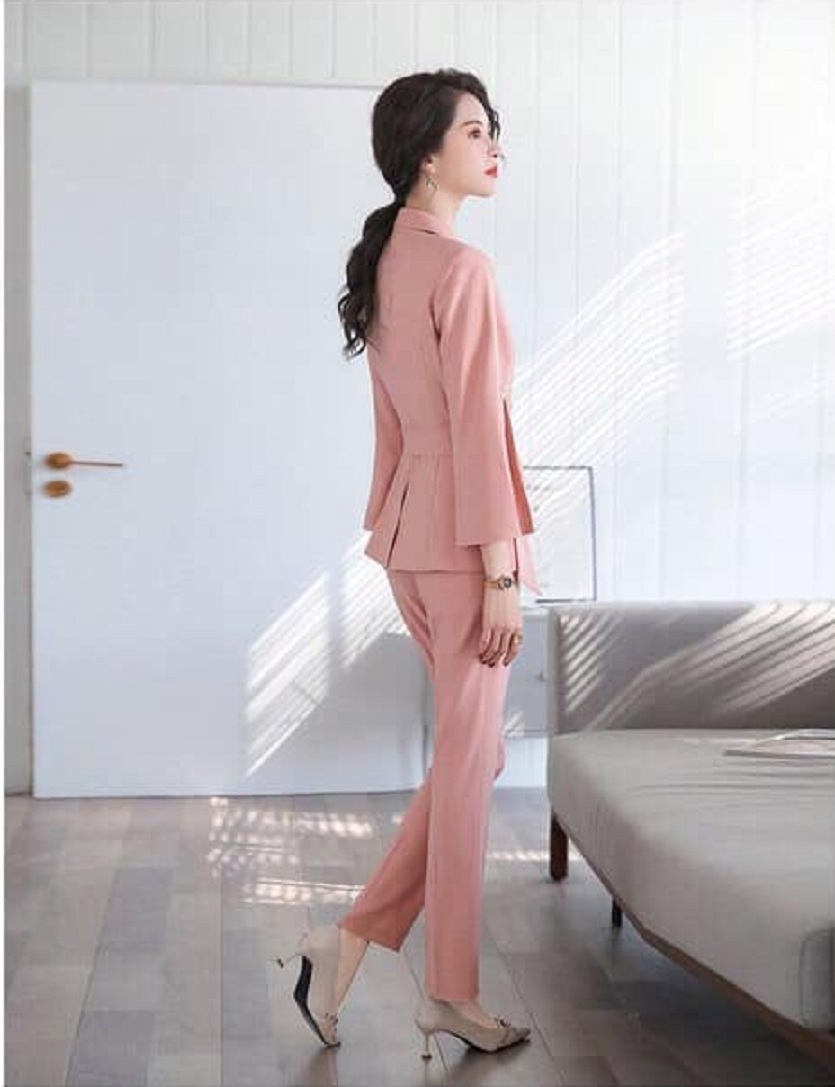 Set bộ vest công sở dáng dài tay xẻ duyên dáng