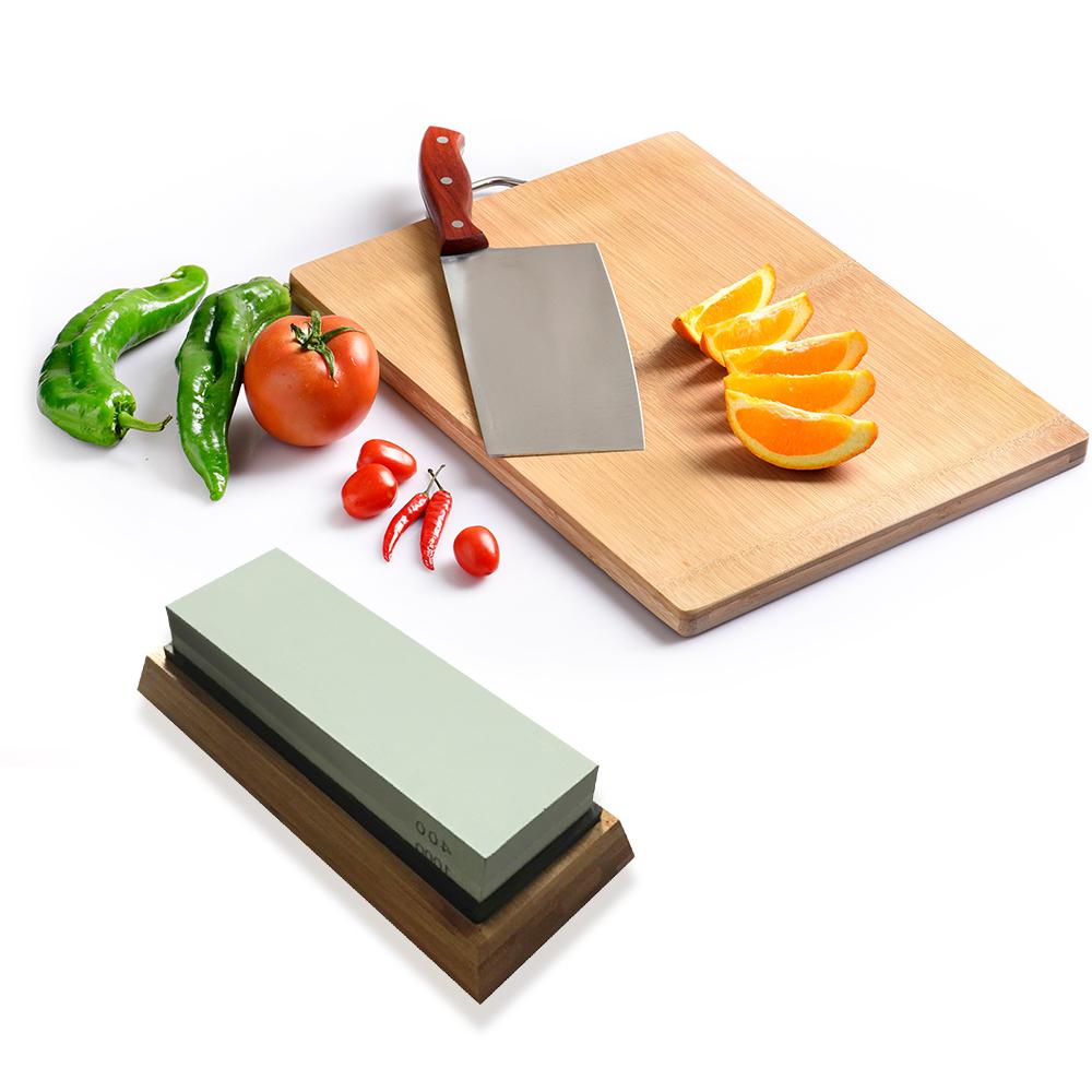 Bộ mài đá mài Kép 400/1000 thô và mịn với đế tre và silicone không trơn trượt