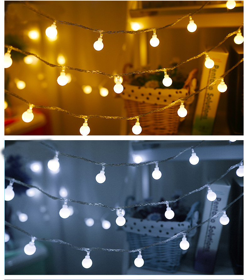 Dây Đèn Led - Đèn Bóng Cổ Tích Màu Trắng Ấm Không Thấm Nước Trang Trí Cho Các Bữa Tiệc Phòng Ngủ, Giáng Sinh, Lễ, Tết Chạy Bằng Pin