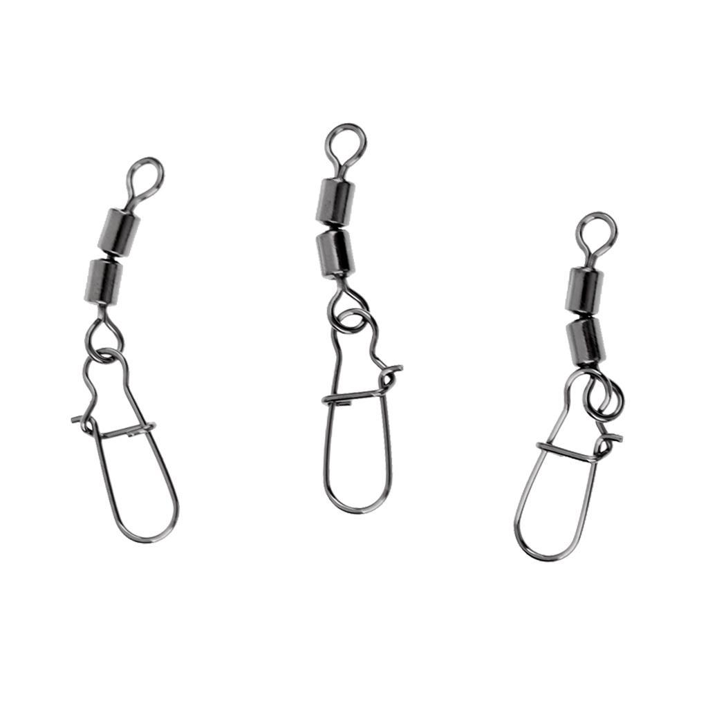 3 Pieces Fishing Bearing Rolling Swivel Metal with Snap Fishhook Fastlock Solid Rings Lure Connector Fish Hook Tackle