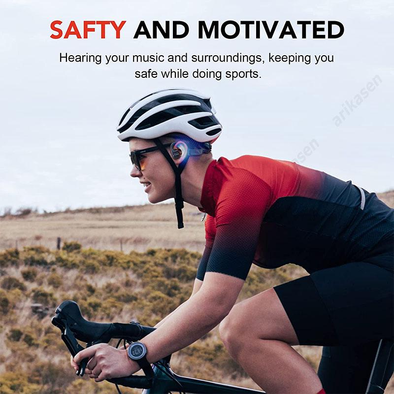 Tai nghe không dây hở tai 4 loa Bluetooth 5.3 dẫn khí không đau Tai nghe thể thao có mic Tai nghe âm thanh HiFi Màu sắc: Đen