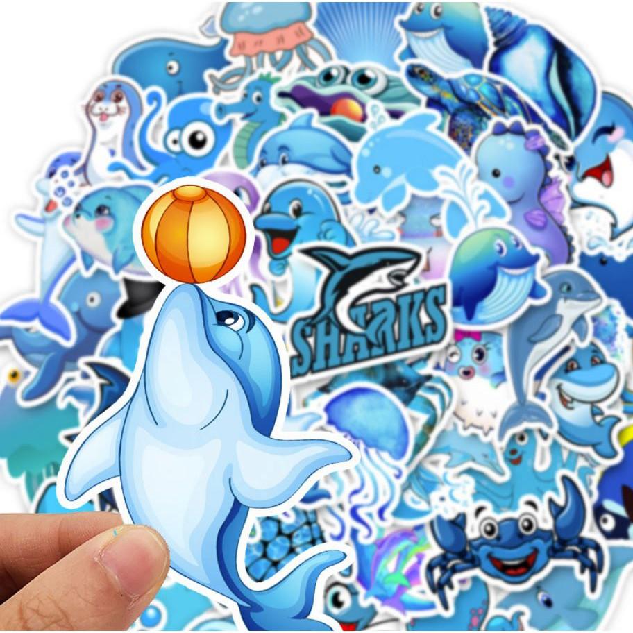 Sticker dán cao cấp SINH VẬT BIỂN Cực COOL ms#62