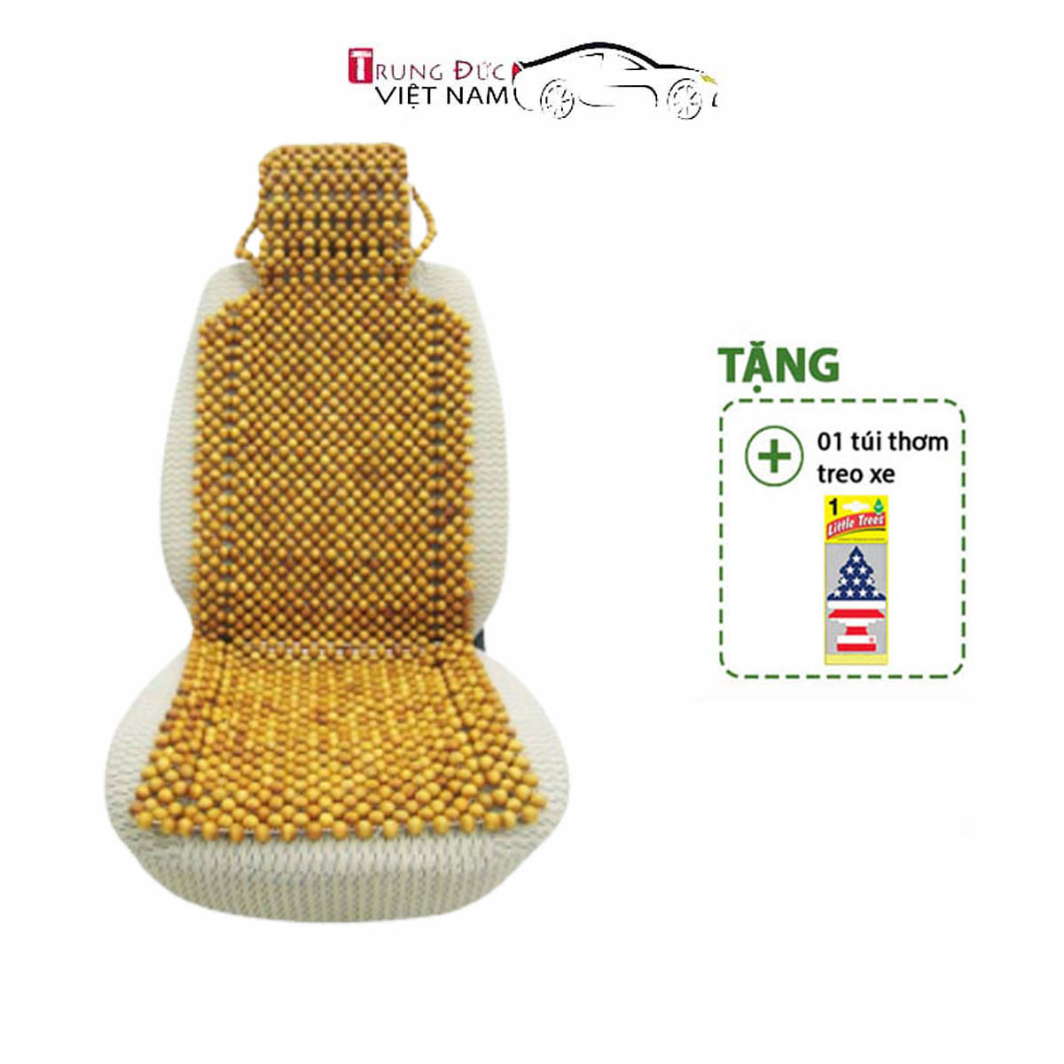Lót ghế hạt gỗ Ô tô TD - HG102 cao cấp - Hàng Chính Hãng - Quà Tặng Cây Thông Thơm Treo Xe