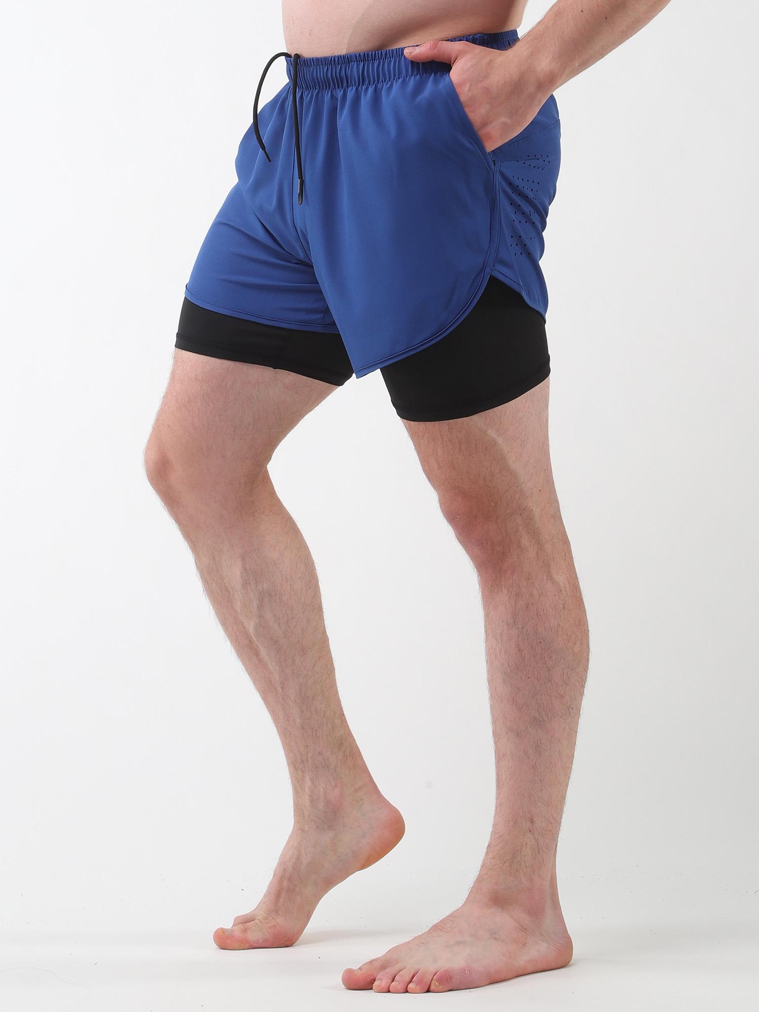 Quần short thể thao nam có lót 2 trong 1 kèm túi Quần short thể dục chạy xe đạp nhanh khô