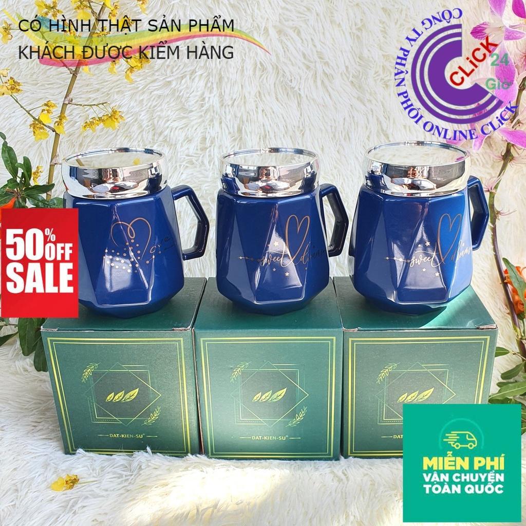 Cốc Sứ Giữ Nhiệt Hàng Đẹp Loại Cao Cấp - Ly Uống Nước Bằng Gốm Có Nắp Soi Gương Bền Đẹp Khó Vỡ - Hàng Cao Cấp