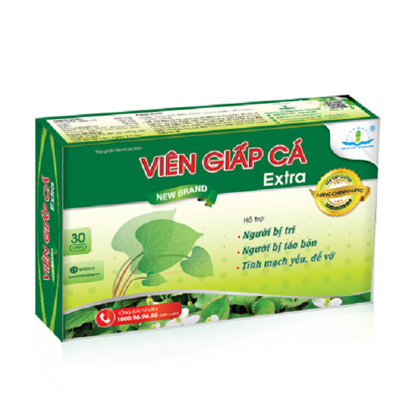 Viên Giấp Cá Extra New Brand Tâm Dược Hỗ trợ giảm triệu chứng trĩ, táo bón 30 viên