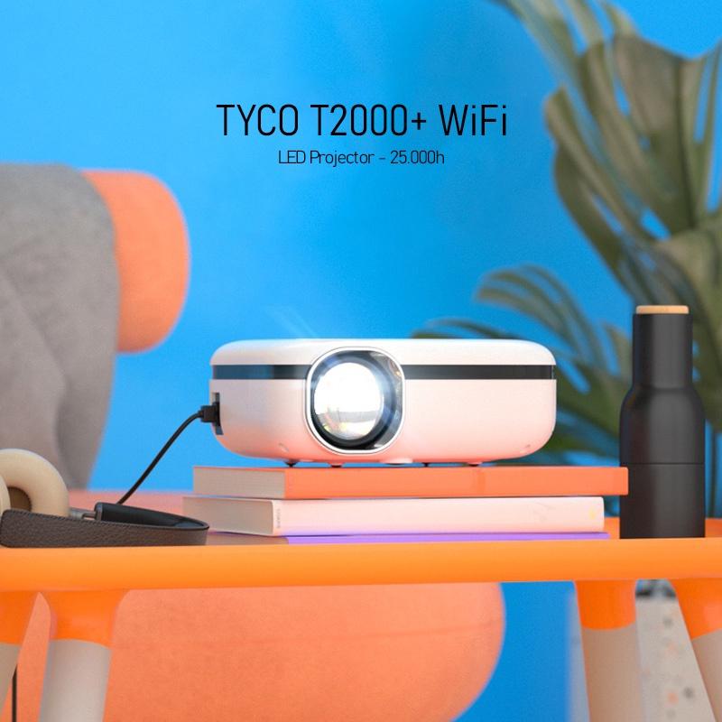 Máy chiếu mini không dây Tyco T2000+ WiFi kết nối điện thoại chia sẻ không dây - Hàng chính hãng