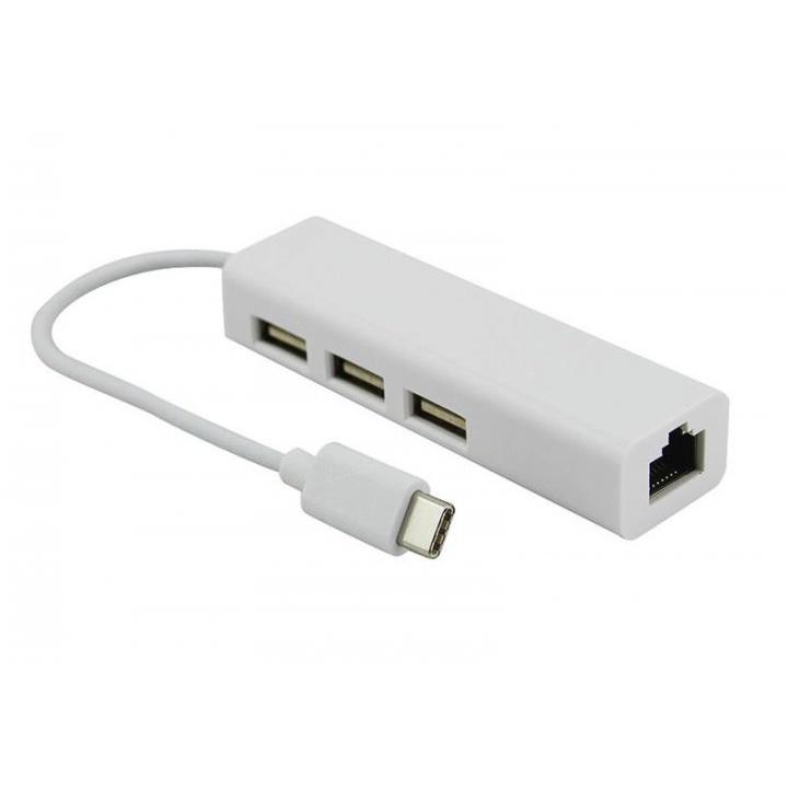 CÁP TYPE C RA 3 CỔNG USB VÀ CỔNG LAN RJ45 ETHERNET ADAPTER TẶNG 1 ĐÈN LED