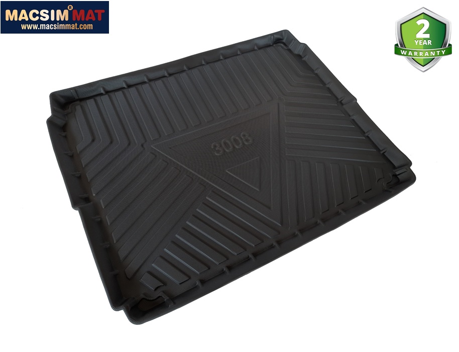 Thảm lót cốp xe ô tô qd Peugoet 3008 2013-2016 nhãn hiệu Macsim chất liệu TPV cao cấp màu đen