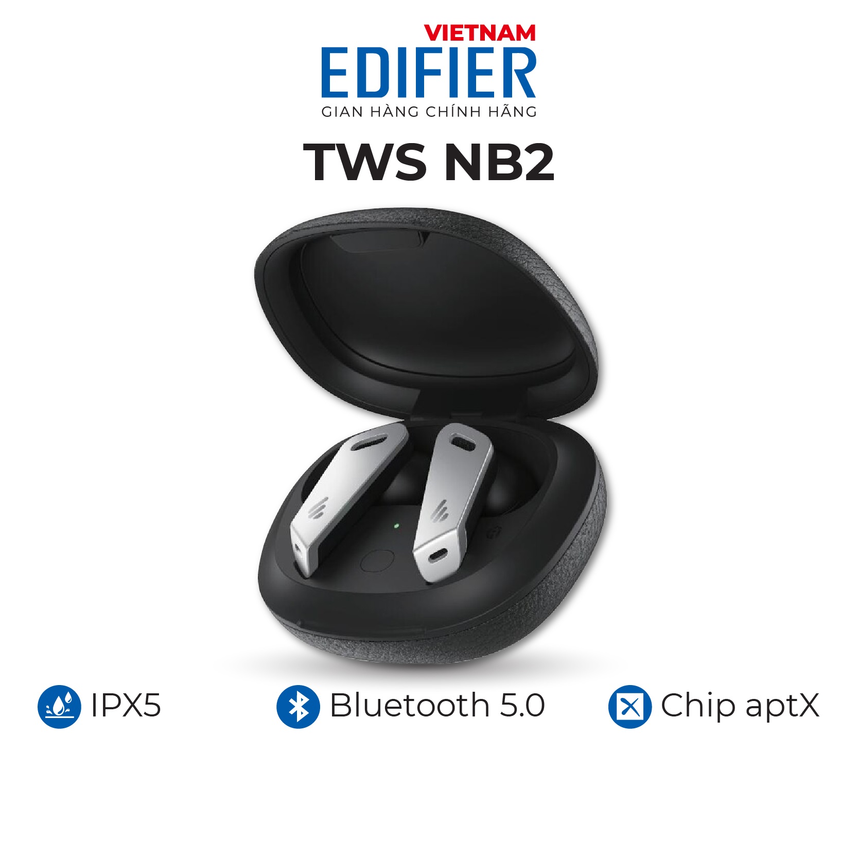 Tai nghe Bluetooth 5.0 EDIFIER TWS NB2 Âm thanh Stereo Chống nước IPX5 Có app điều chỉnh - Hàng chính hãng