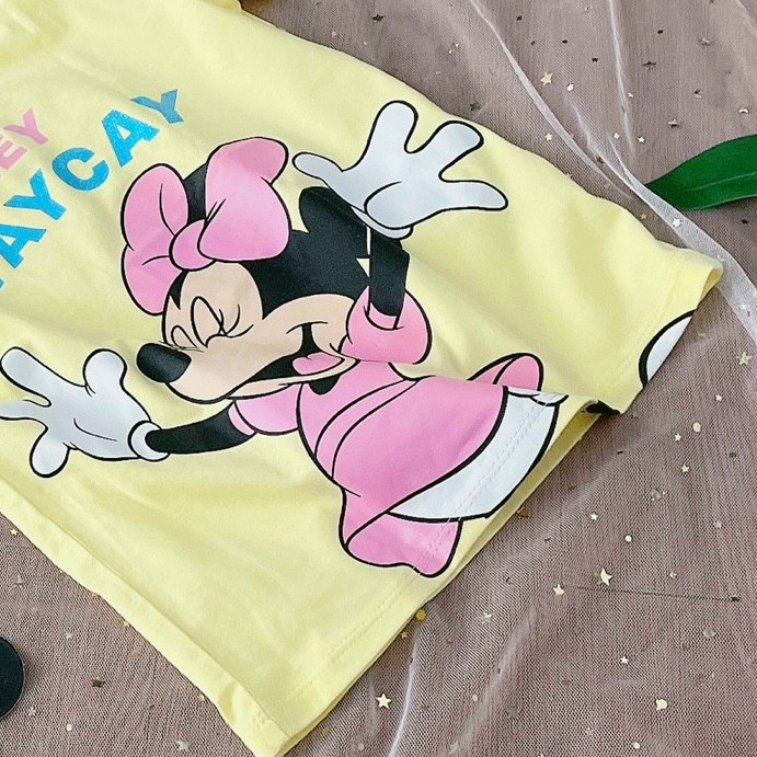 Áo phông cộc tay mickey vàng bé gái 2-12 tuổi