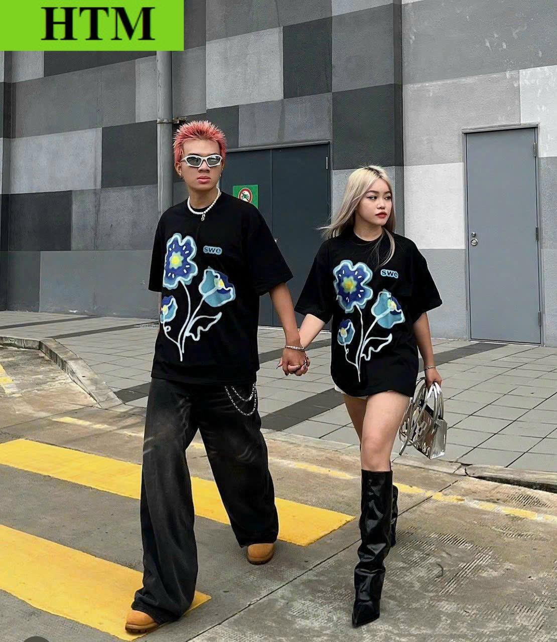 Áo Phông Dáng Kiểu Tay Lỡ Phối Dáng Bao Đẹp Chất Liệu Vải Cực Kì Êm Ái Hàng CUte Hot Trend HTM FASHION