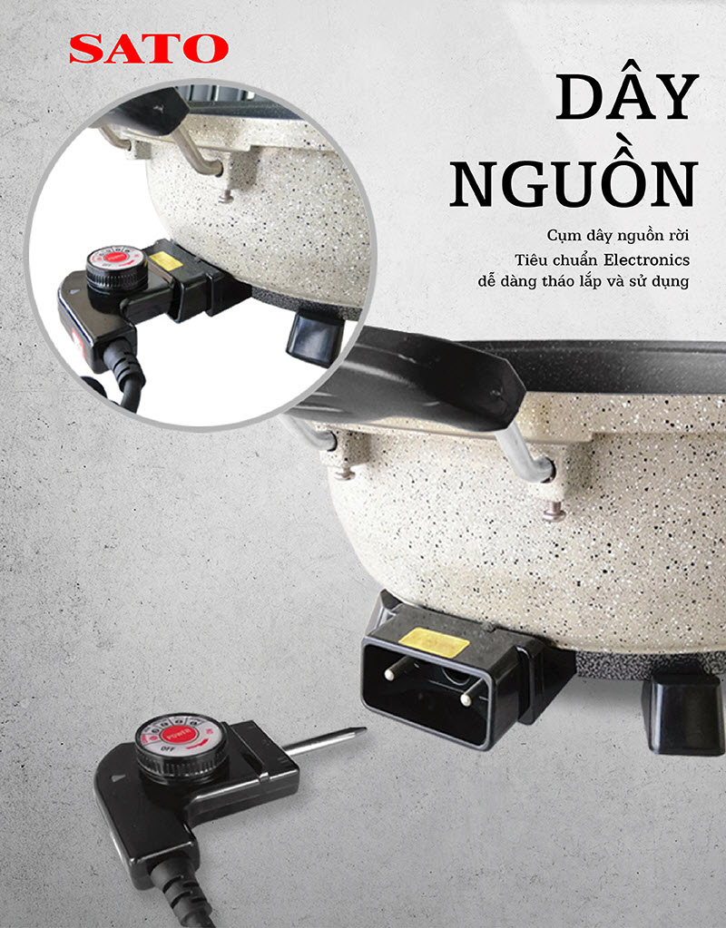 Nồi lẩu đúc tròn 5L SATO 50NL52 - Hàng chính hãng