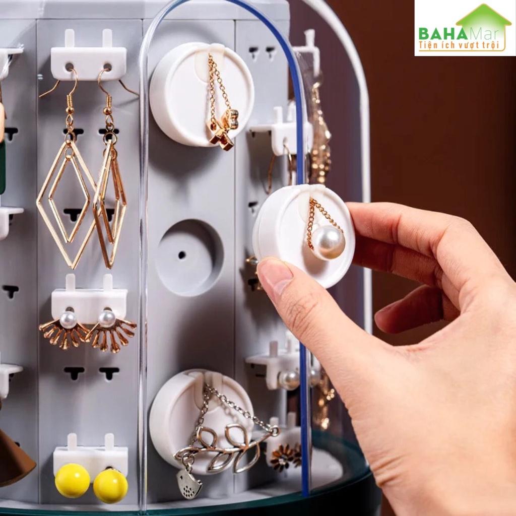 HỘP ĐỰNG TRANG SỨC ĐỂ BÀN XOAY 360 ĐỘ "BAHAMAR" An toàn trang sức, thiết kế móc có thể treo các đồ trang sức trong hộp