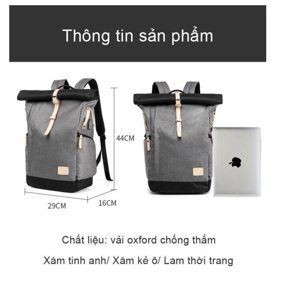 bao thời trang đi du lịch đi học 2in1 vải oxford chống nước dung tích lớn (Xám Đen)