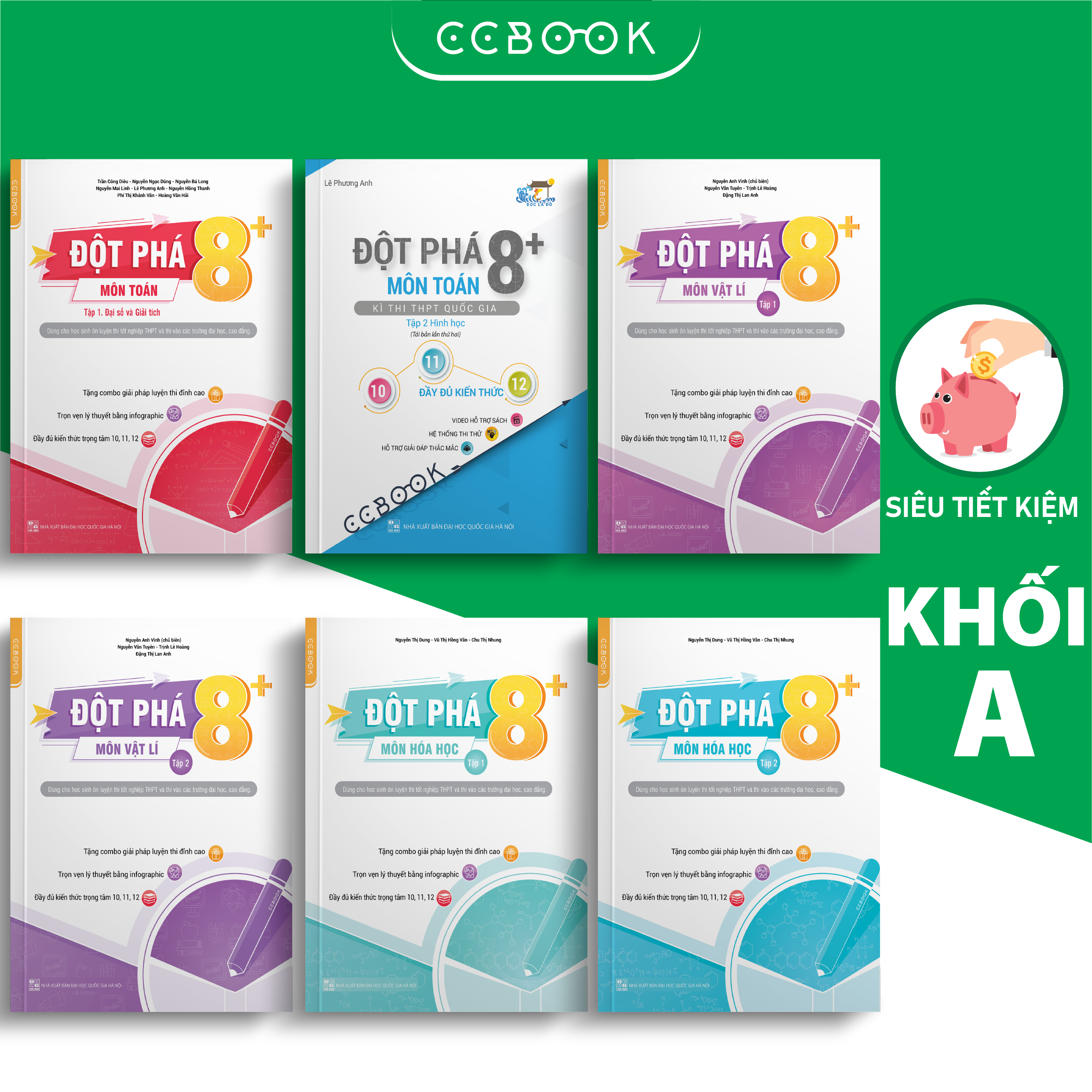 Sách – Combo khối A Đột phá 8+ – Toán Lí Hóa (6 cuốn) – Ôn thi đại học – Chính hãng CCbook