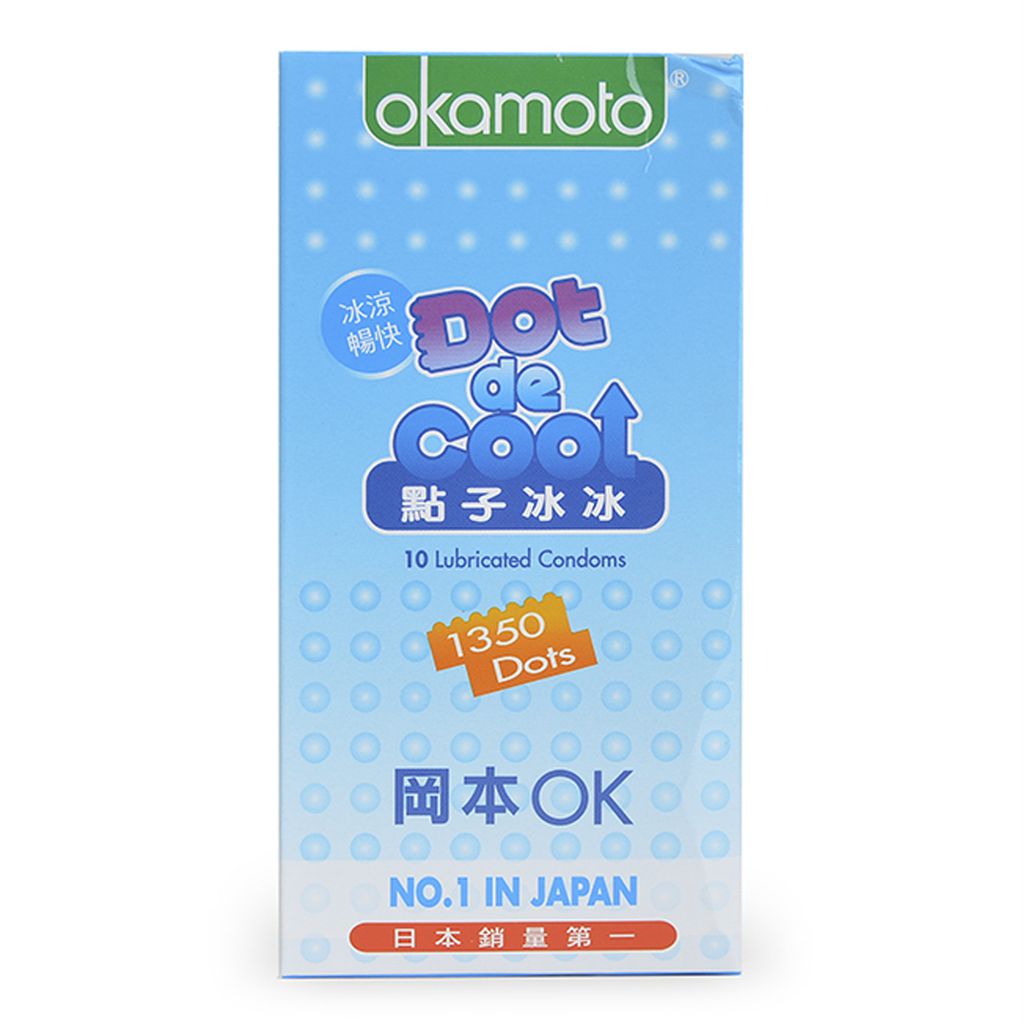 [ Combo Happy Day ] Bao Cao Su Okamoto Dot.De.Cool. Gai Lạnh Kéo Dài Thời Gian Hộp 10 Cái + 1 Tuýp Collagen + 1 Gói Gel Hydro. (Che tên sản phẩm) CONDOM