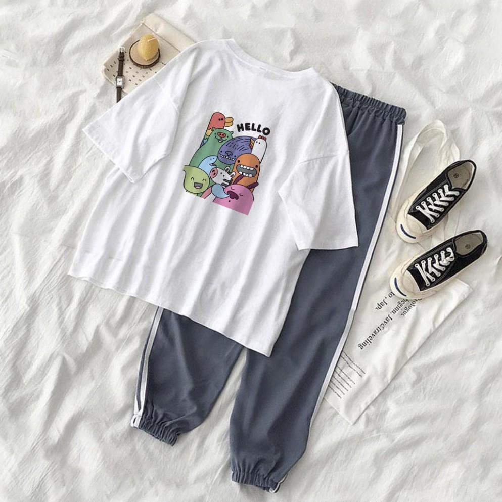 Bộ Jogger Line Phối Thun Unisex Hello S17