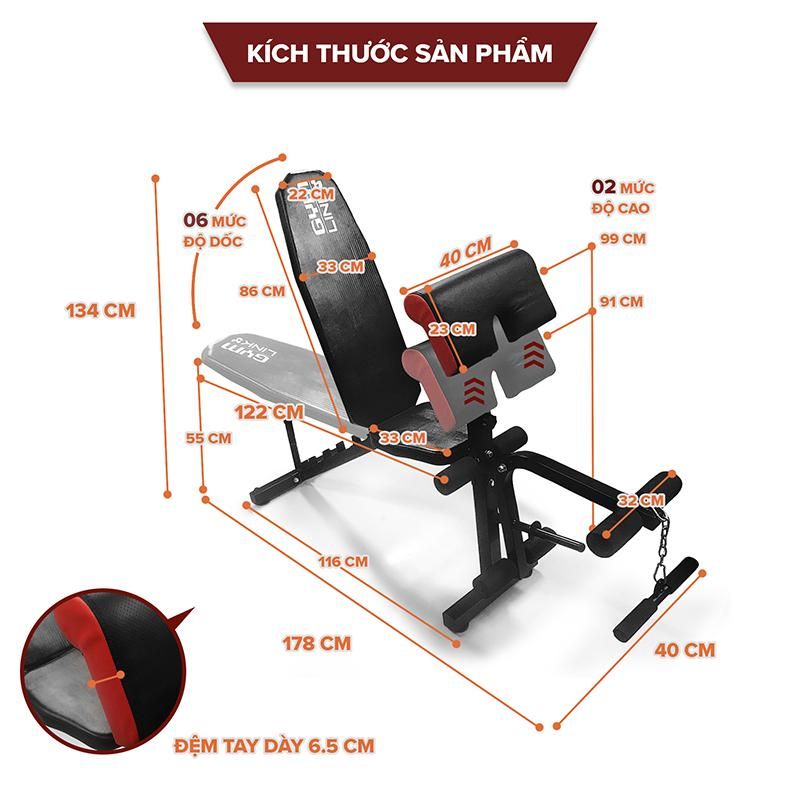 Ghế tập Gym đa năng điều chỉnh độ dốc kèm đá đùi Sportslink Gymlink GMK099