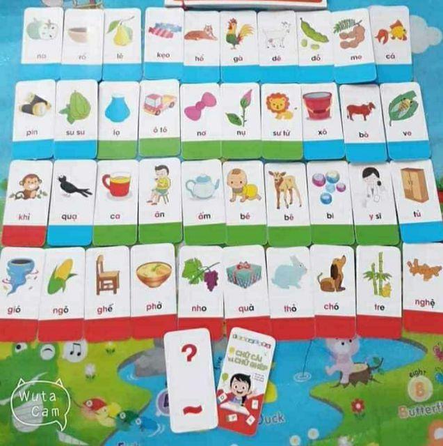 10 bộ thẻ chữ cái và chữ ghép - 42 thẻ flashcard