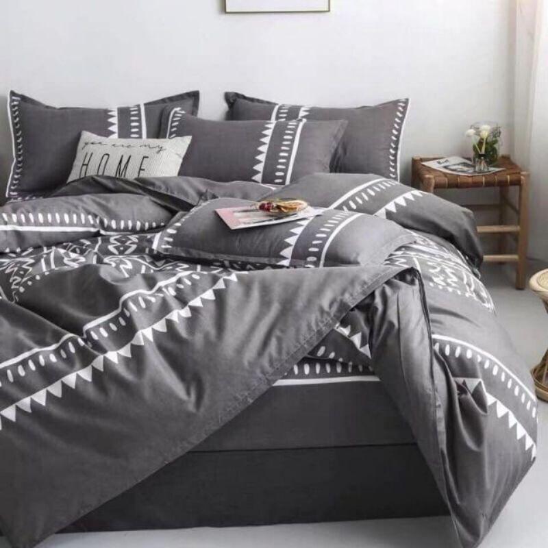 Bộ chăn ga gối cotton fly nhập khẩu họa tiết thổ cẩm