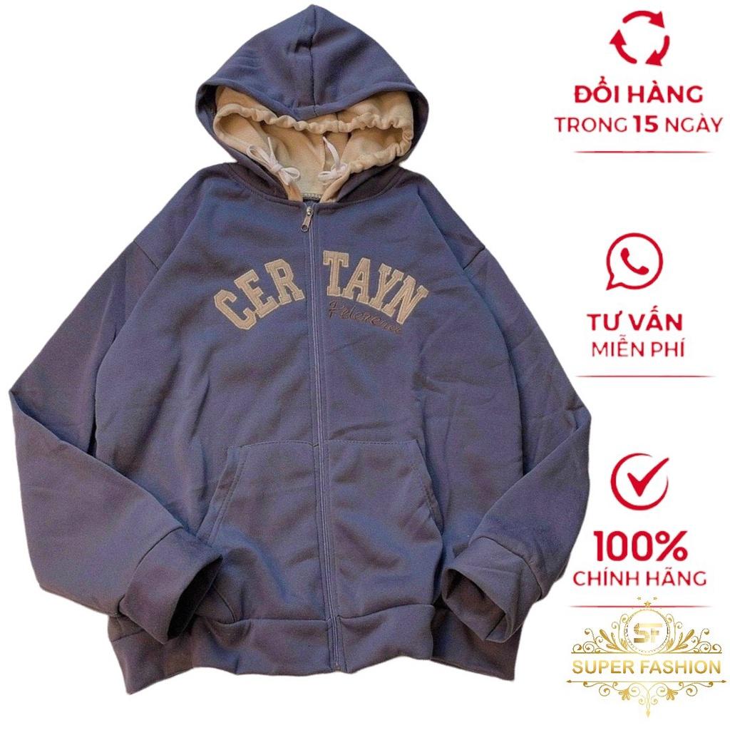 Áo Hoodie Nữ SUPER FASHION From Rộng Nỉ PE Có 2 Nón Lớn Form Rộng