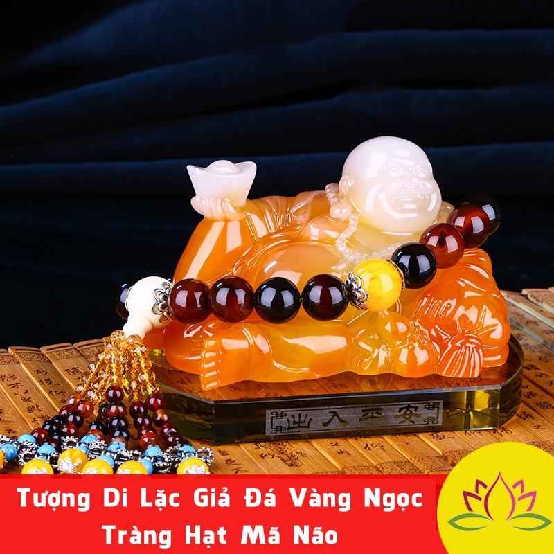 Set Tượng Phật Di Lặc Trang Trí Taplo Ô Tô Màu Vàng Ngọc Kèm Chuỗi Hạt Và Nước Hoa - Để Bàn Làm Việc Văn Phòng