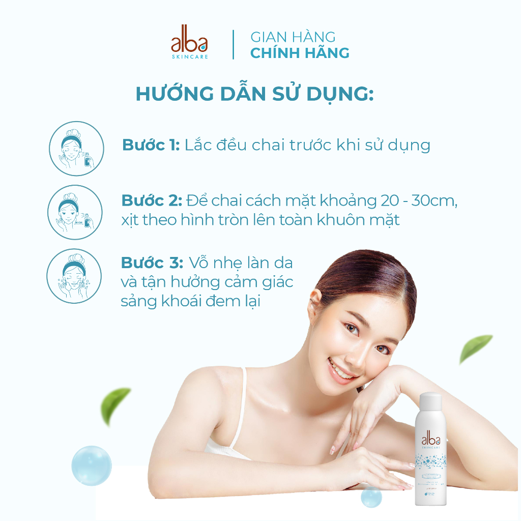 Combo 2 Xịt khoáng Alba Skin Care chống lão hóa dưỡng ẩm dành cho da khô 150ml