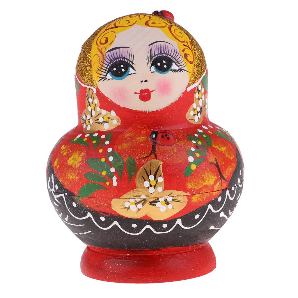10pcs Red Girl Woman Wooden Russian Matryoshka Nesting Doll Toy - Home Decor
