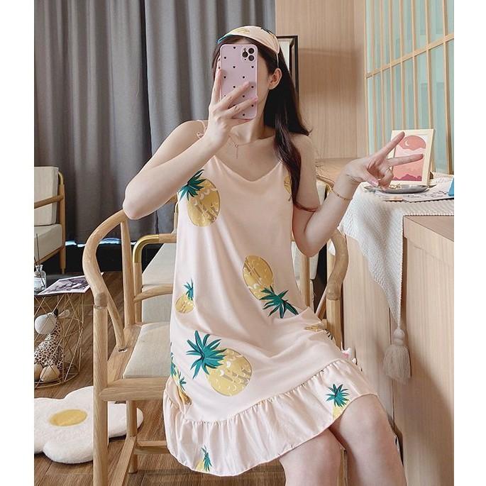 Váy ngủ, váy mặc nhà 2 dây đuôi cá hình dứa cute V20