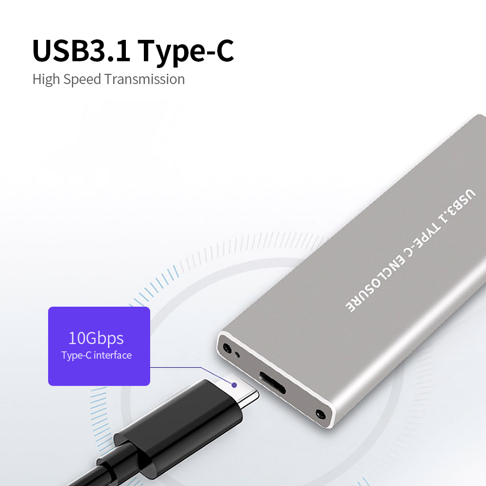 Hộp Ổ Cứng Vỏ Hợp Kim Nhôm M.2 NVMe Đầu Vào USB3.1 Loại C Tốc Độ Cao