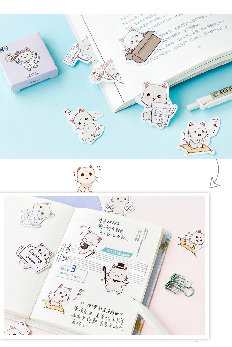 Sticker chủ đề Mèo Con Dễ Thương - Hộp 45 miếng dán trang trí sổ tay Bullet Journal - M054