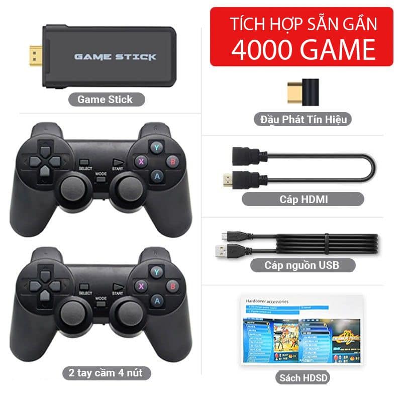 Hình ảnh Máy chơi game cầm tay 4 nút Game stick 4k HDMI PS3000 kết nối không dây 3500 trò chơi