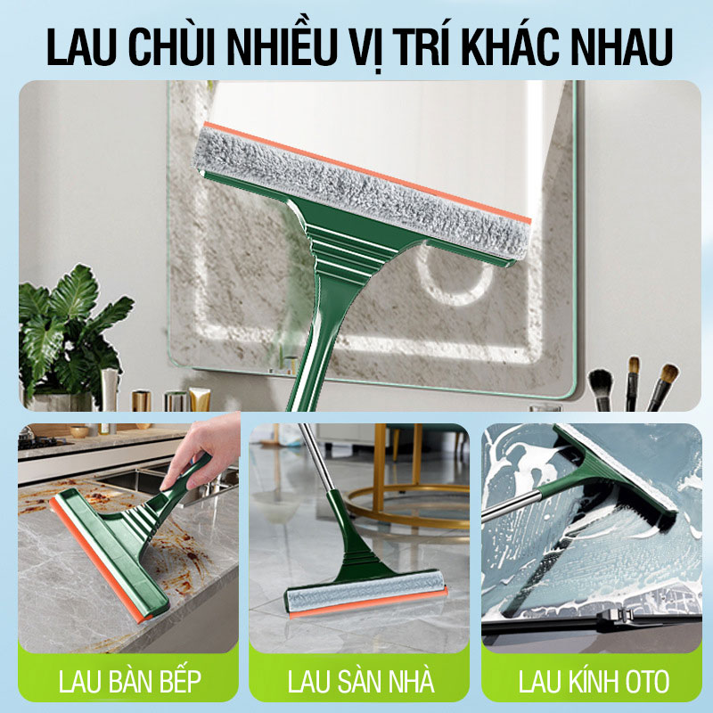 Cây lau kính thông minh, gạt chùi kính đa năng 2 đầu trong 1, cán tăng giảm chiều dài - Kitimop 2in1