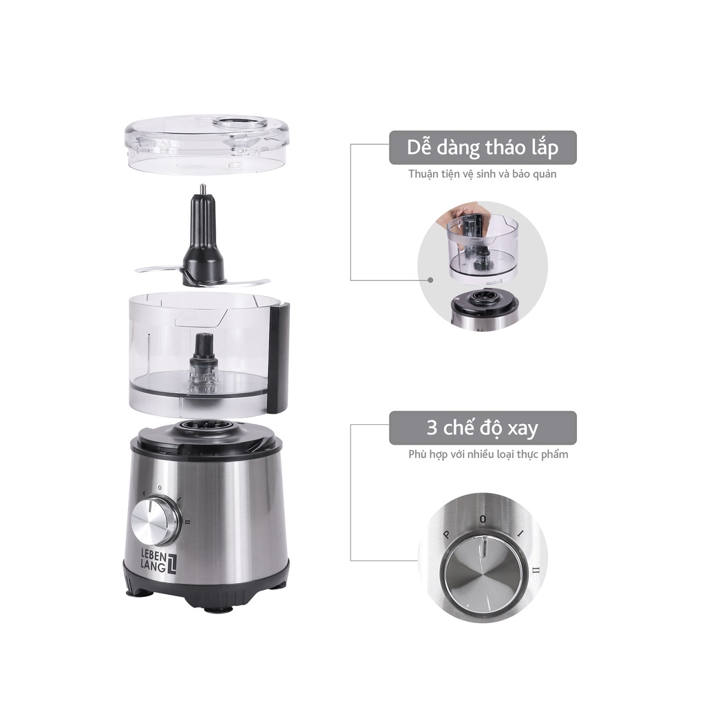 Máy xay thịt đa năng Lebenlang LBMF8906 công suất 400W, dung tích cối xay 500ml, bảo hành điện tử 2 năm - hàng chính hãng